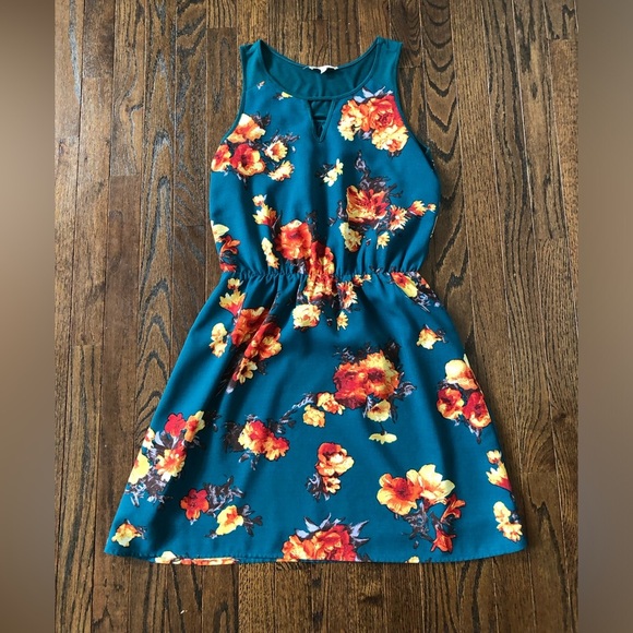 41 Hawthorn Dresses & Skirts - 41Hawthorn Women’s S Teal Green Sleeveless Floral A-Line Lined Mini Dress - VGUC
